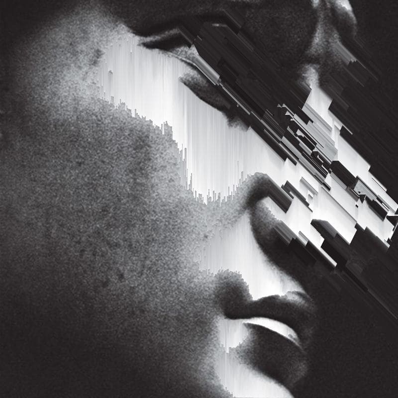 GlitchPixel glitch-art portrait, the account's core visual style
