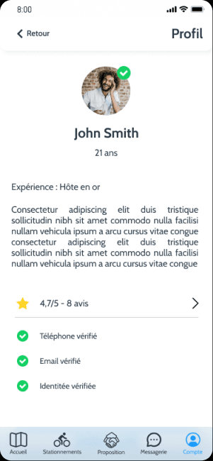 Velhome profile screen