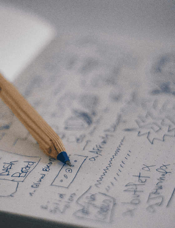 Early notebook sketches for the Orange Pro app center