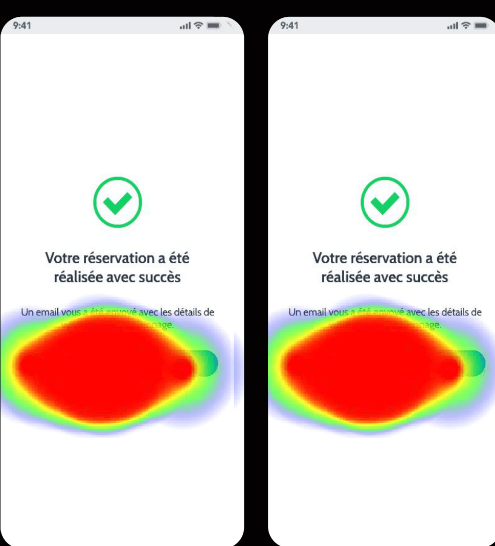 Maze click heatmap on the booking confirmation screen